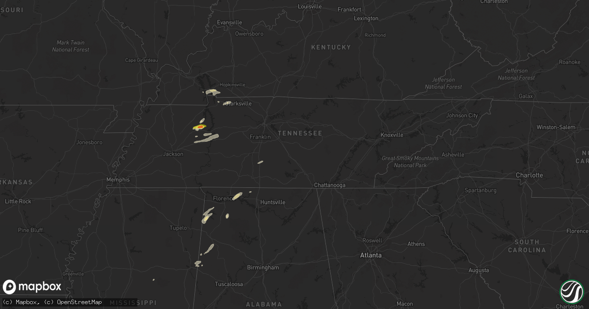 Hail map in Tennessee on June 2, 2021