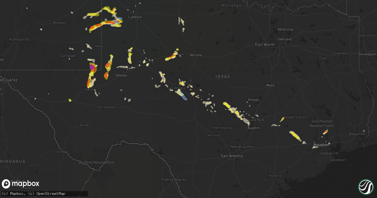Hail map in Texas on June 2, 2021
