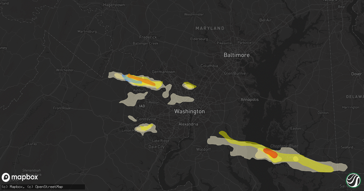 Hail map in Bethesda, MD on June 2, 2022