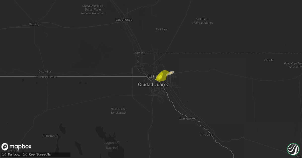 Hail map in El Paso, TX on June 2, 2022
