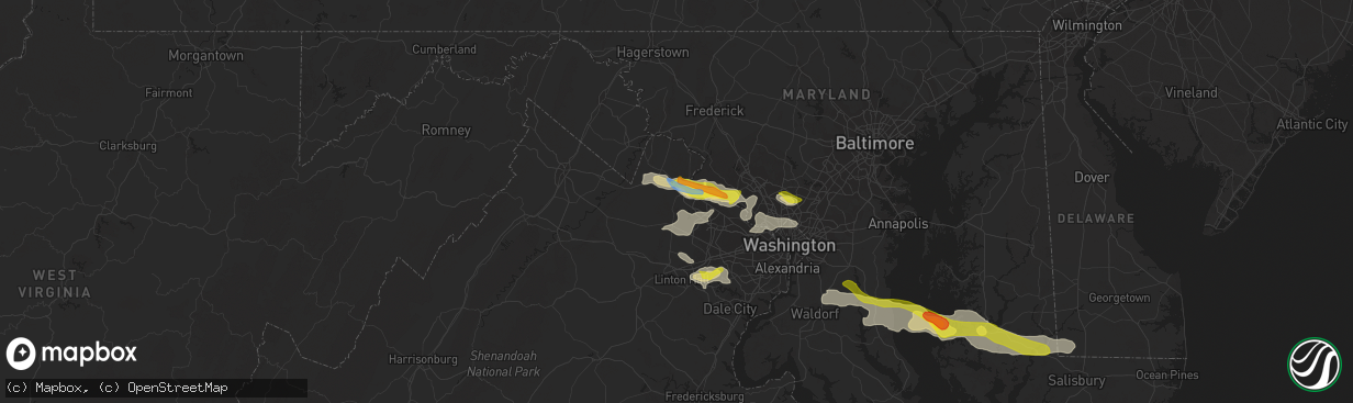 Hail map in Leesburg, VA on June 2, 2022