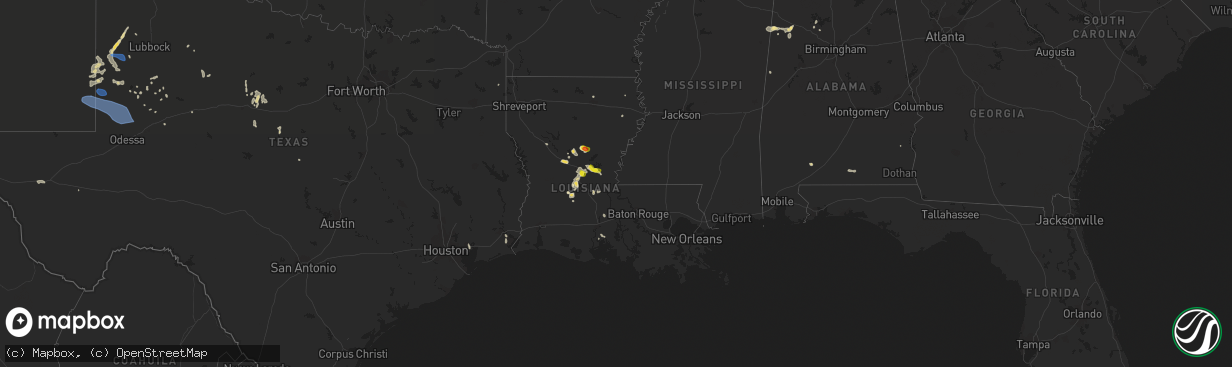 Hail map in Louisiana on June 2, 2022