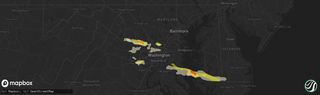 Hail map in Silver Spring, MD on June 2, 2022