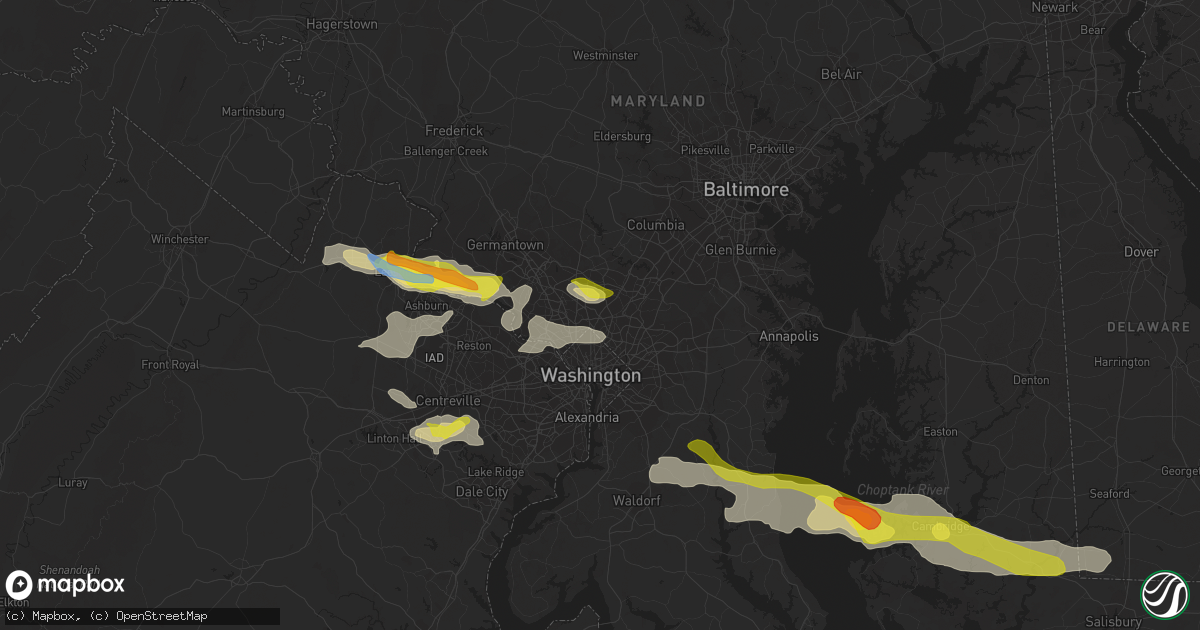 Hail map in Silver Spring, MD on June 2, 2022