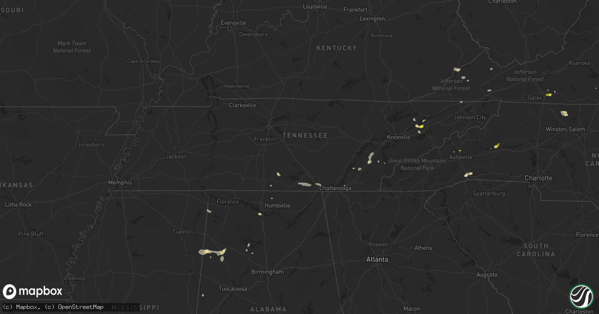 Hail map in Tennessee on June 2, 2022
