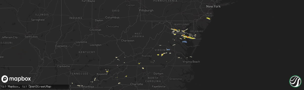Hail map in Virginia on June 2, 2022