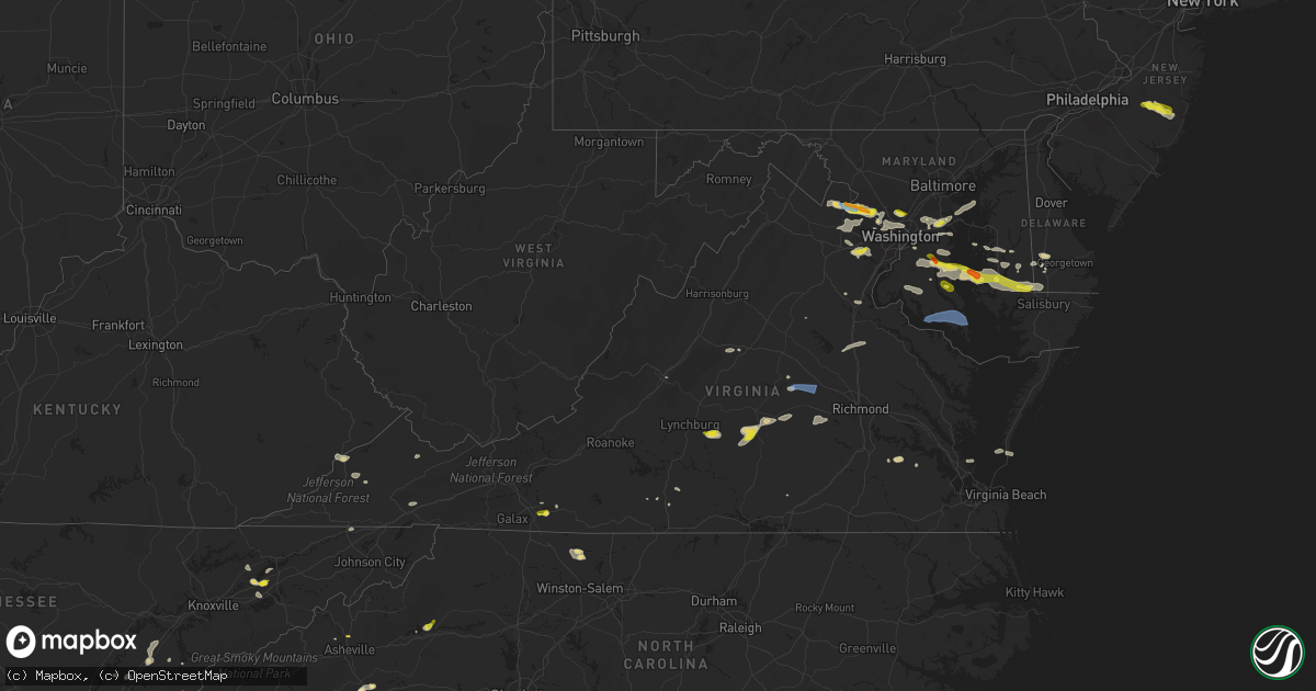 Hail map in Virginia on June 2, 2022