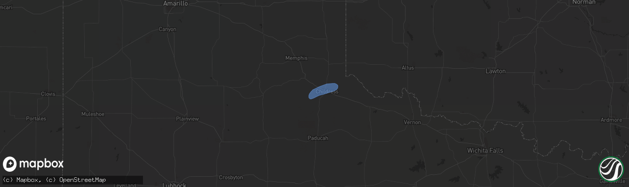 Hail map in Childress, TX on June 2, 2023