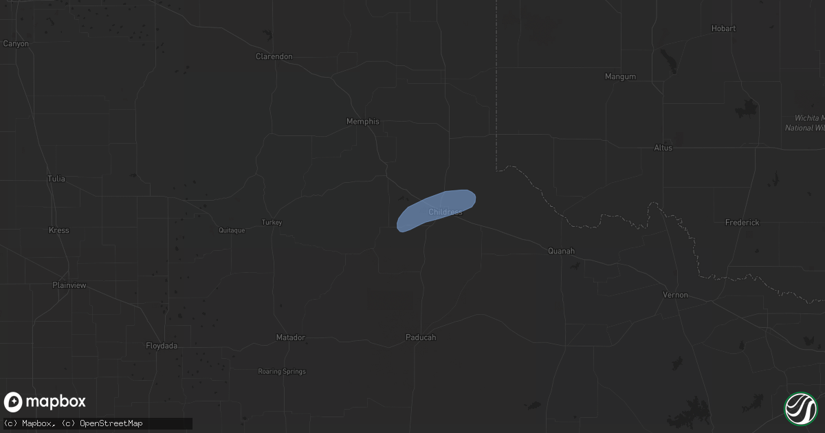 Hail map in Childress, TX on June 2, 2023