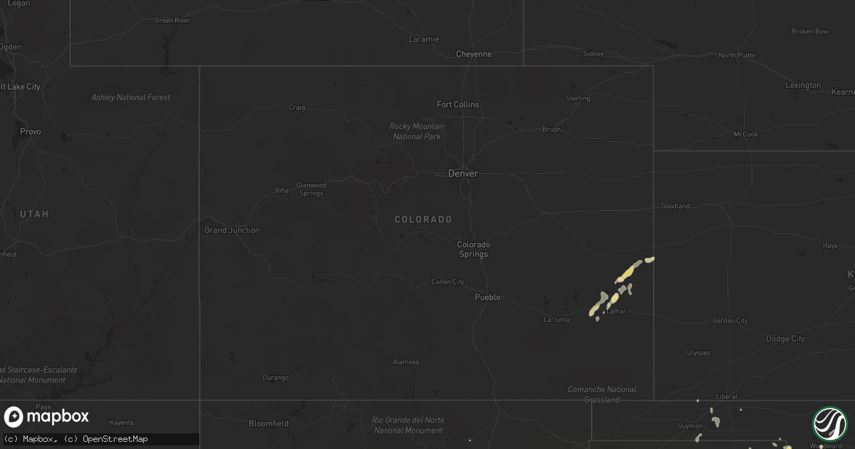 Hail map in Colorado on June 2, 2023