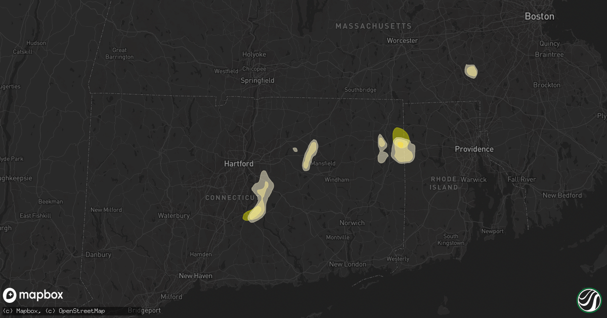 Hail map in Coventry, CT on June 2, 2023