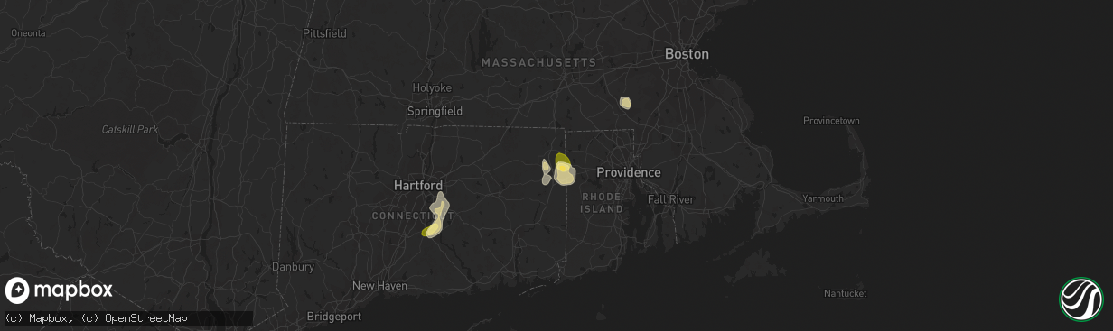 Hail map in Dayville, CT on June 2, 2023