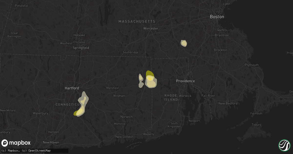 Hail map in Dayville, CT on June 2, 2023