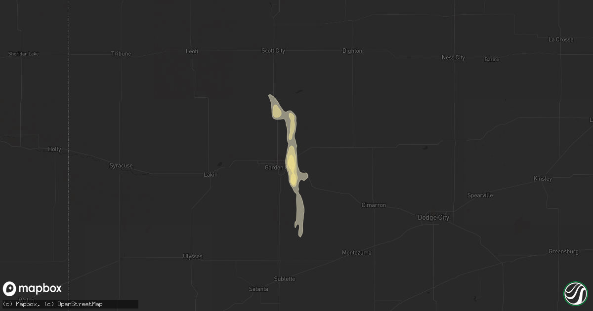 Hail map in Garden City, KS on June 2, 2023