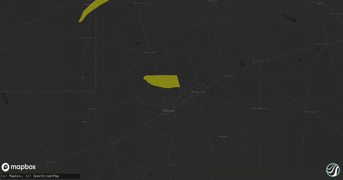 Hail map in Gardendale, TX on June 2, 2023