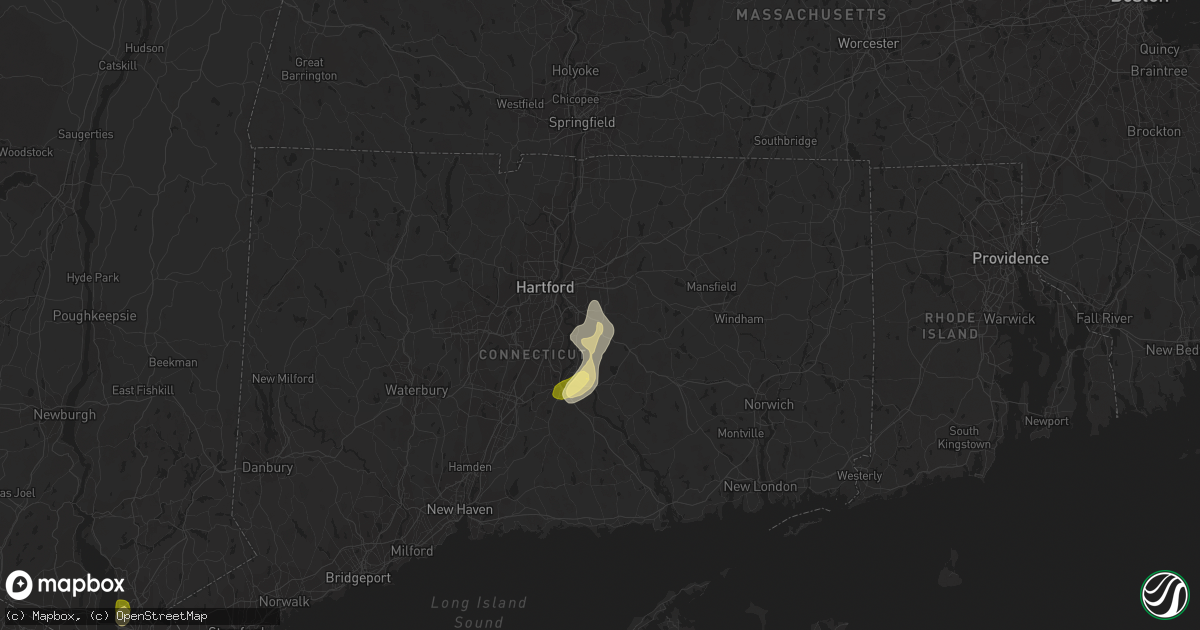 Hail map in Glastonbury, CT on June 2, 2023