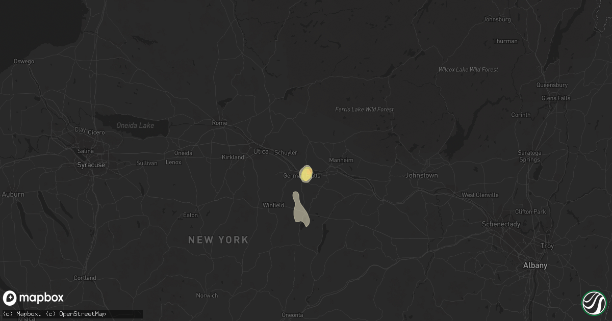 Hail map in Herkimer, NY on June 2, 2023