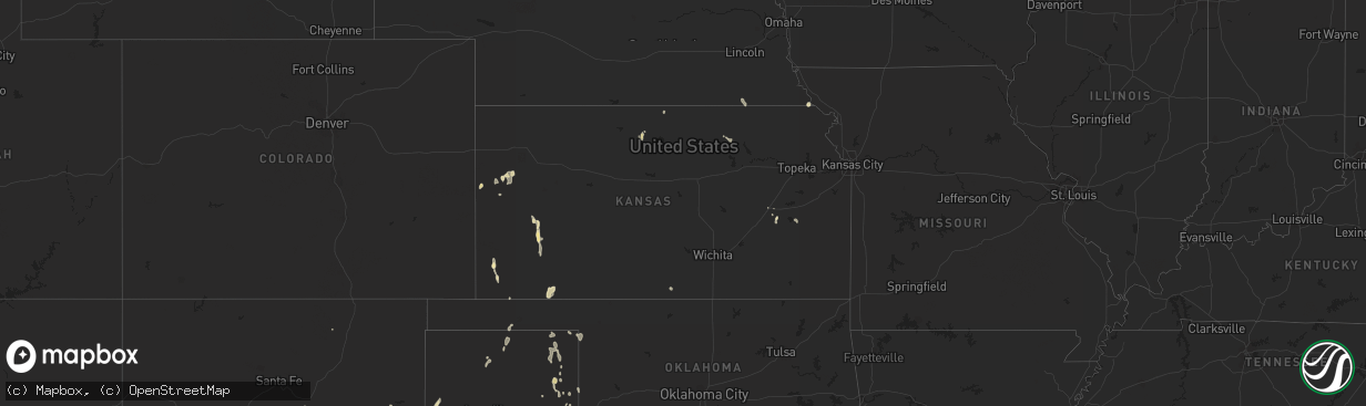 Hail map in Kansas on June 2, 2023