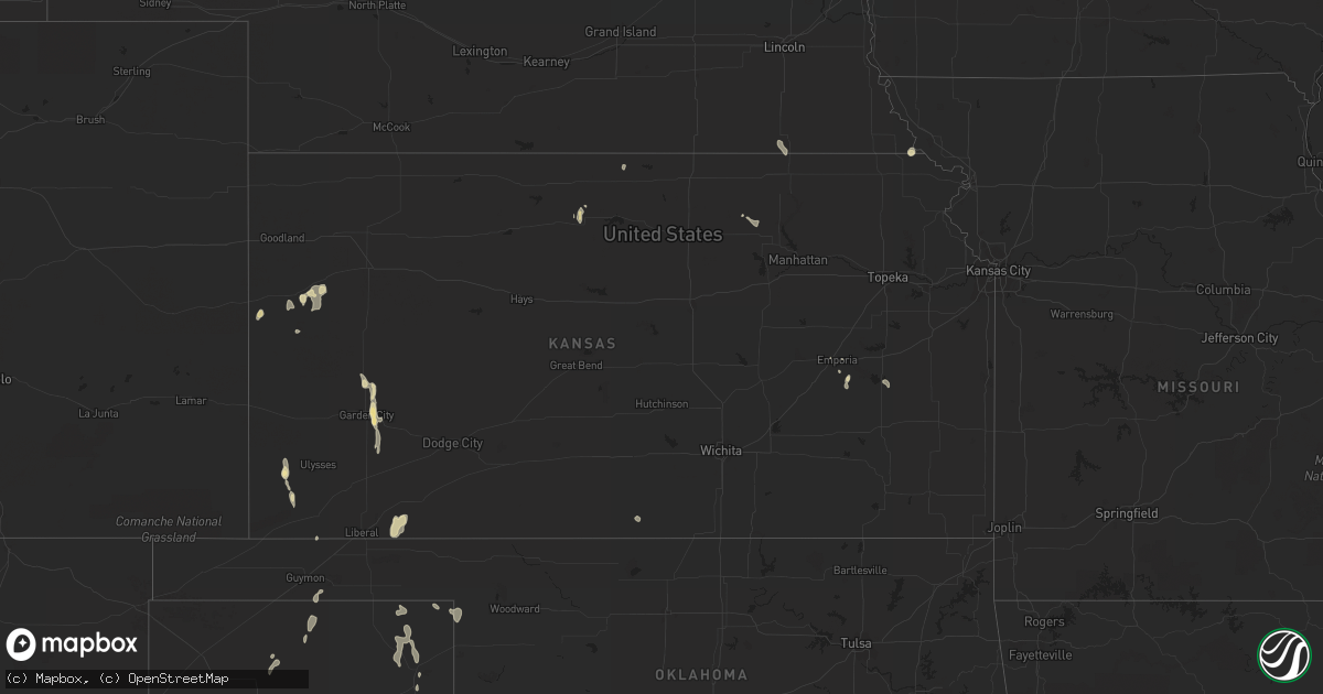 Hail map in Kansas on June 2, 2023