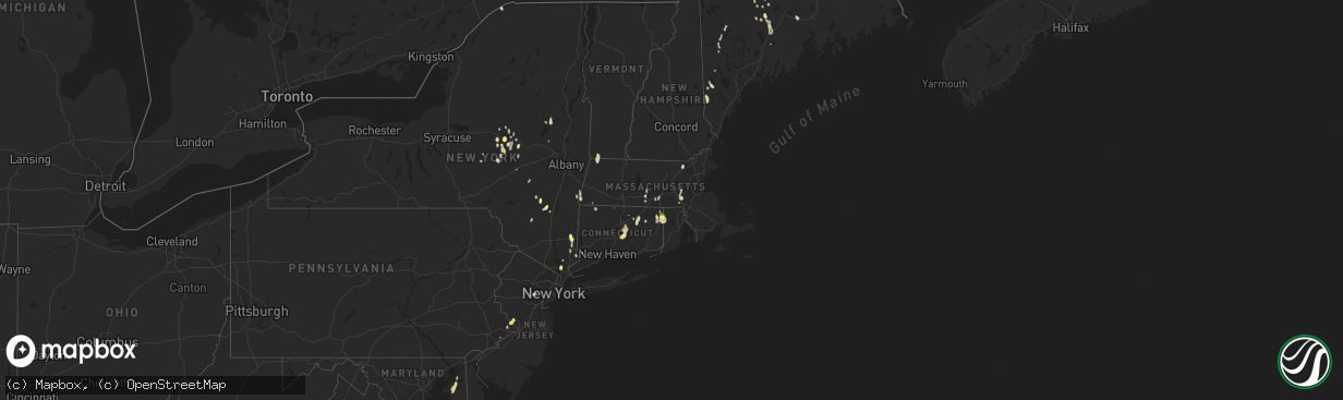 Hail map in Massachusetts on June 2, 2023
