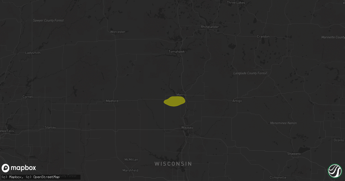 Hail map in Merrill, WI on June 2, 2023
