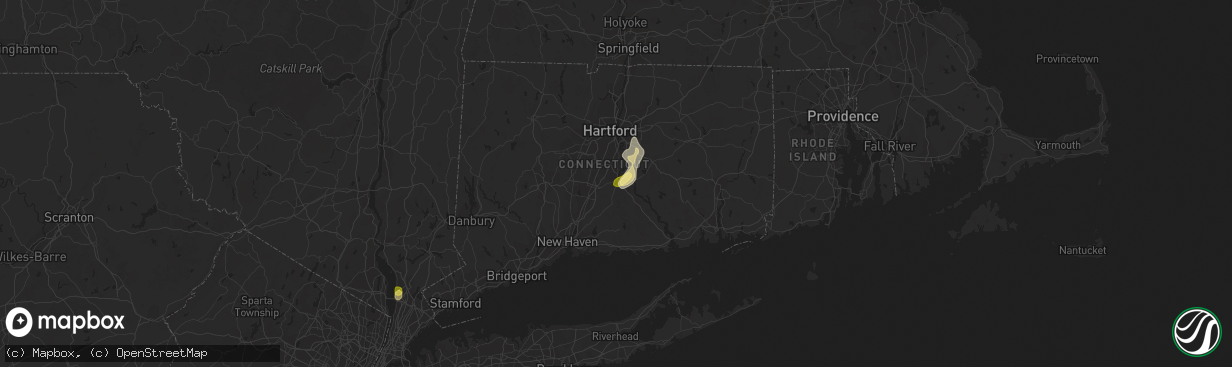 Hail map in Middletown, CT on June 2, 2023