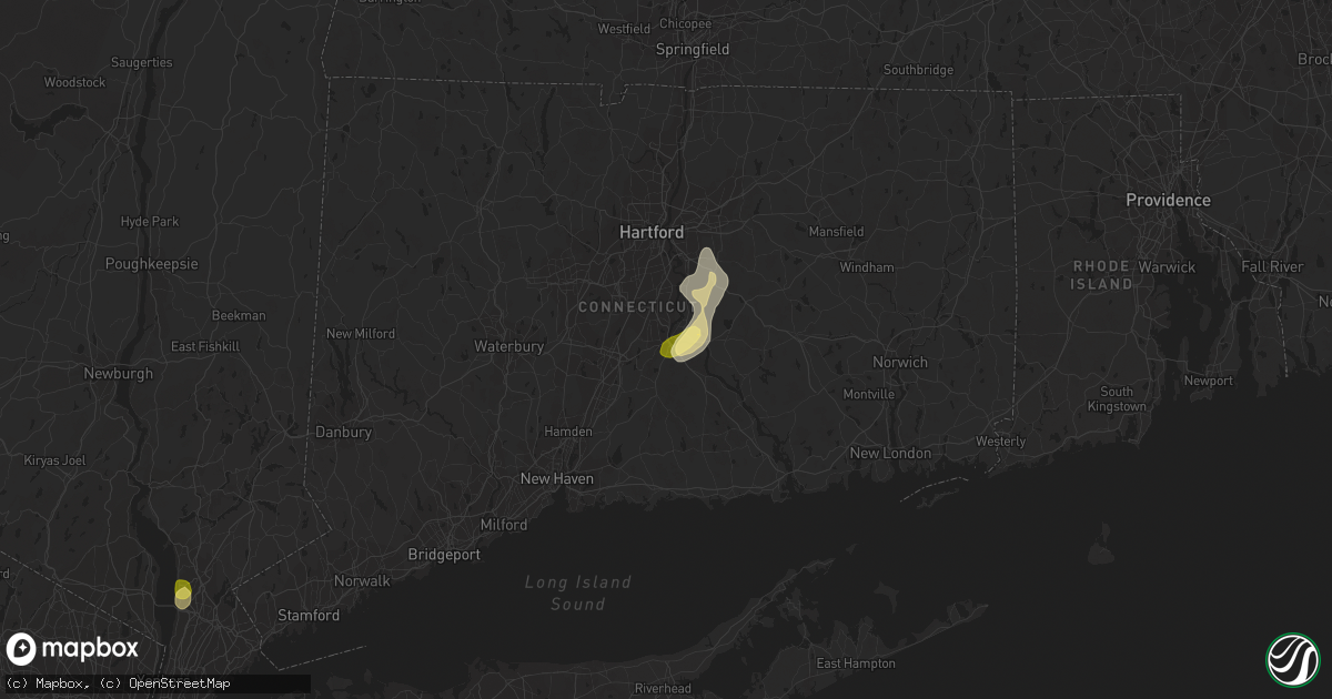 Hail map in Middletown, CT on June 2, 2023