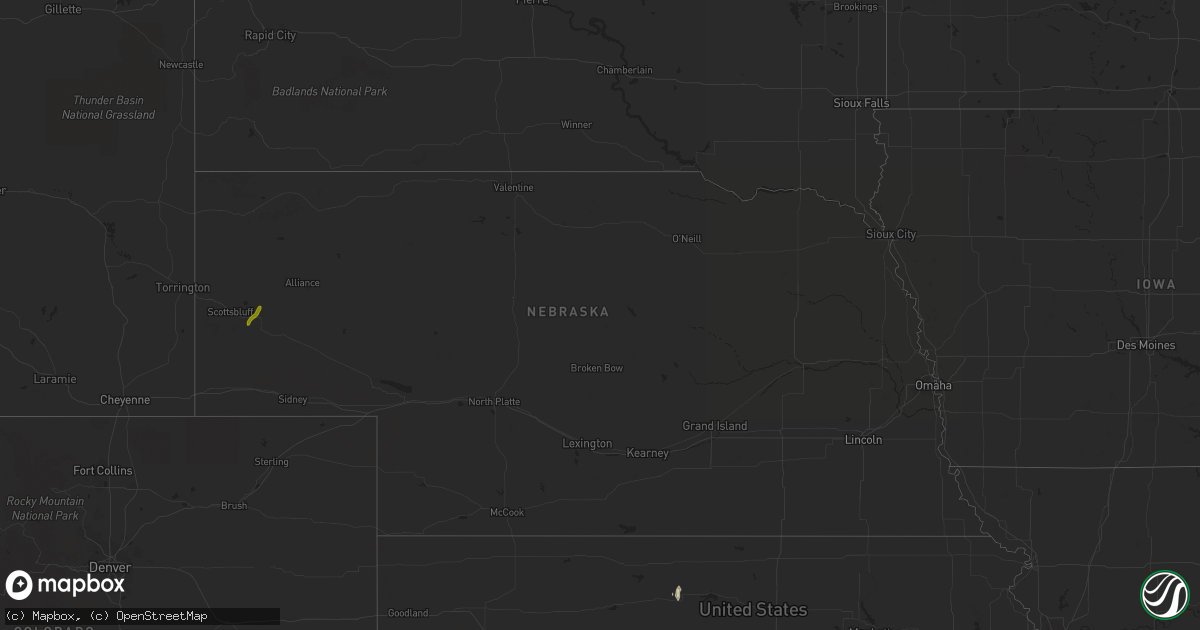 Hail map in Nebraska on June 2, 2023