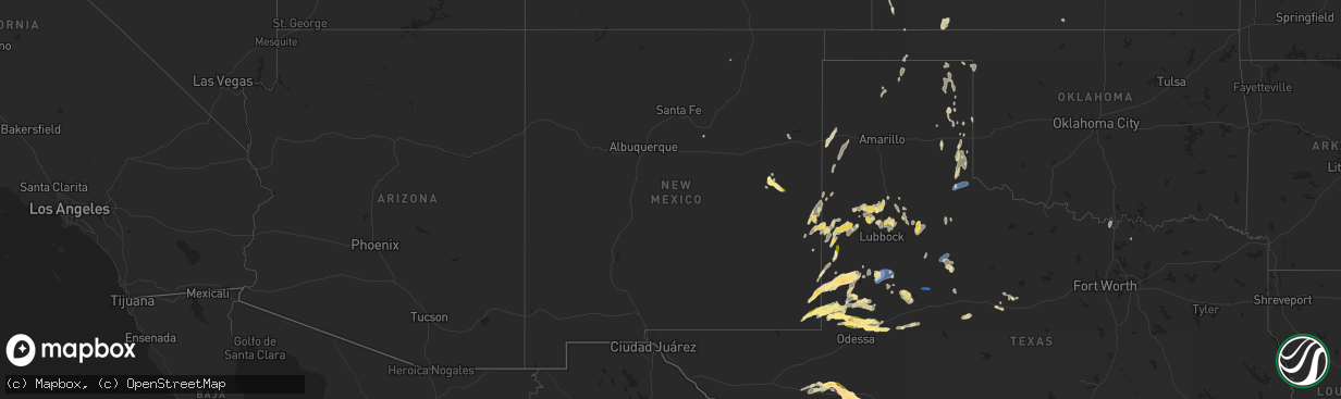 Hail map in New Mexico on June 2, 2023