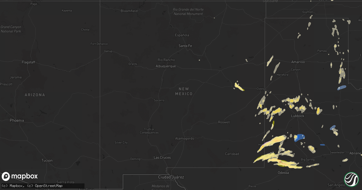 Hail map in New Mexico on June 2, 2023