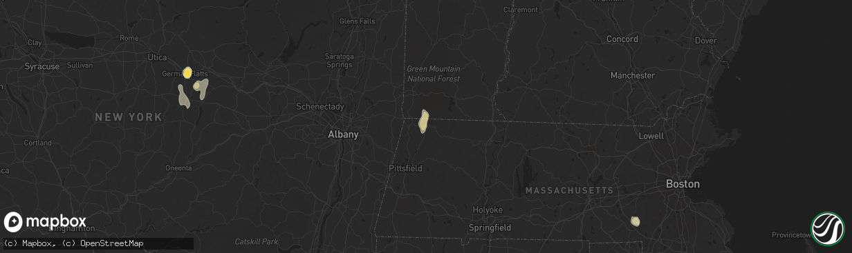 Hail map in North Adams, MA on June 2, 2023