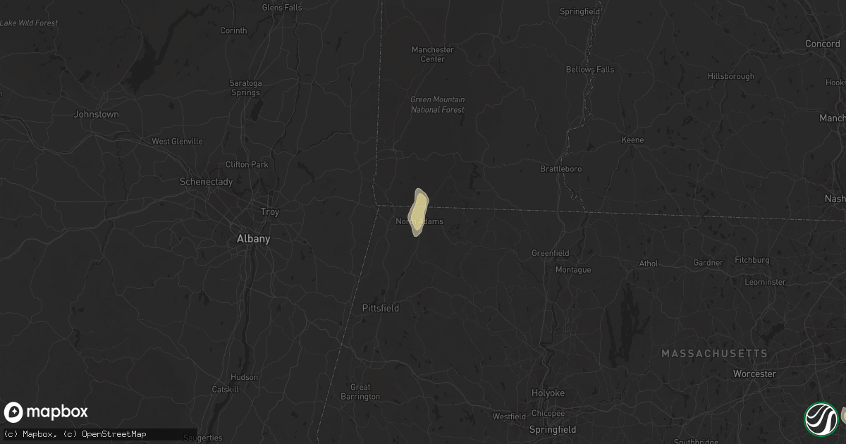 Hail map in North Adams, MA on June 2, 2023