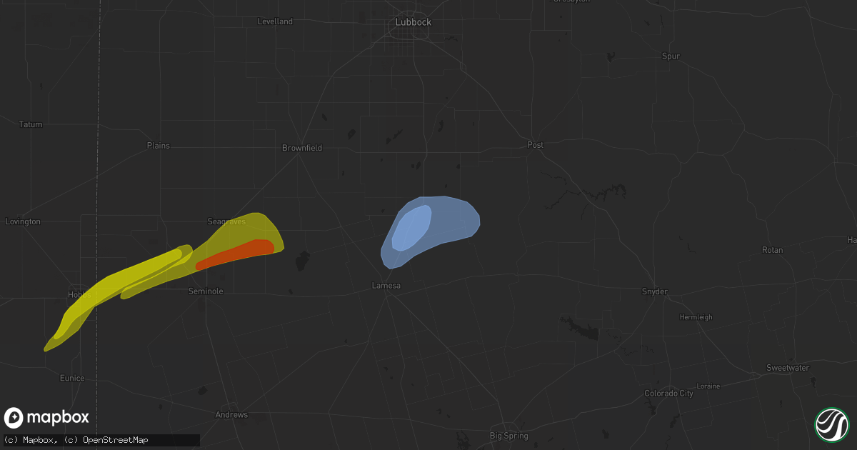 Hail map in Odonnell, TX on June 2, 2023