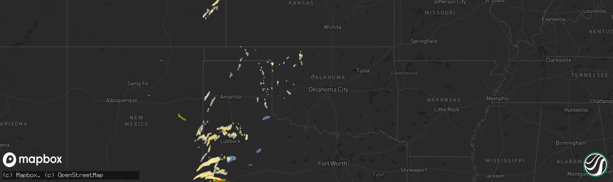 Hail map in Oklahoma on June 2, 2023