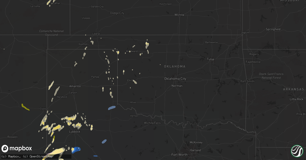 Hail map in Oklahoma on June 2, 2023