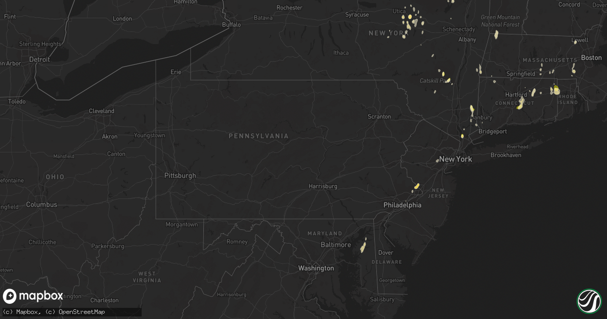 Hail map in Pennsylvania on June 2, 2023
