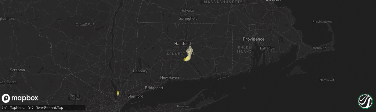Hail map in Portland, CT on June 2, 2023
