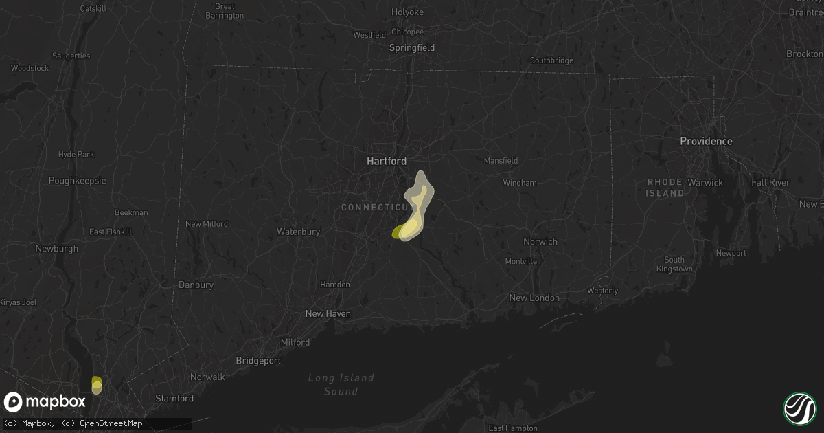 Hail map in Portland, CT on June 2, 2023