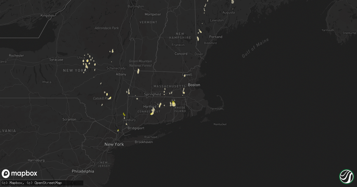 Hail map in Rhode Island on June 2, 2023
