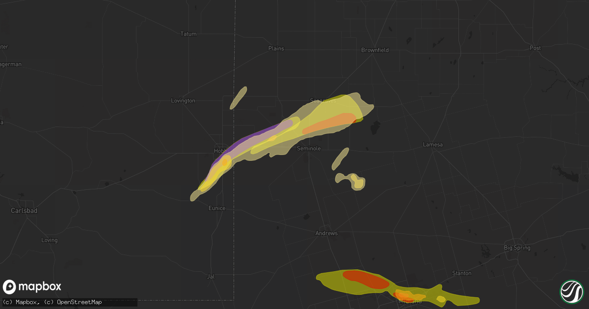 Hail map in Seminole, TX on June 2, 2023