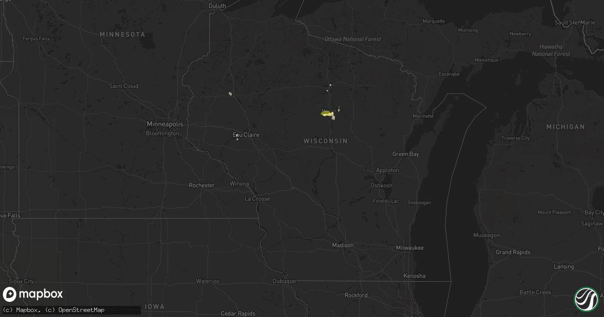 Hail map in Wisconsin on June 2, 2023