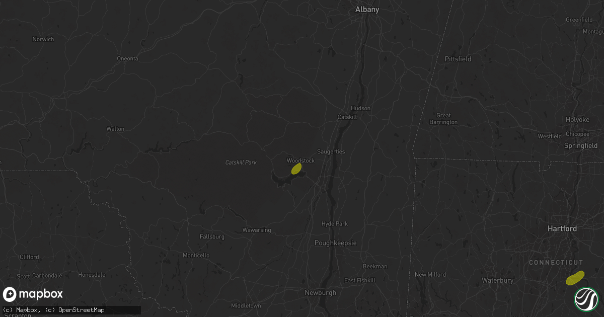 Hail map in Woodstock, NY on June 2, 2023
