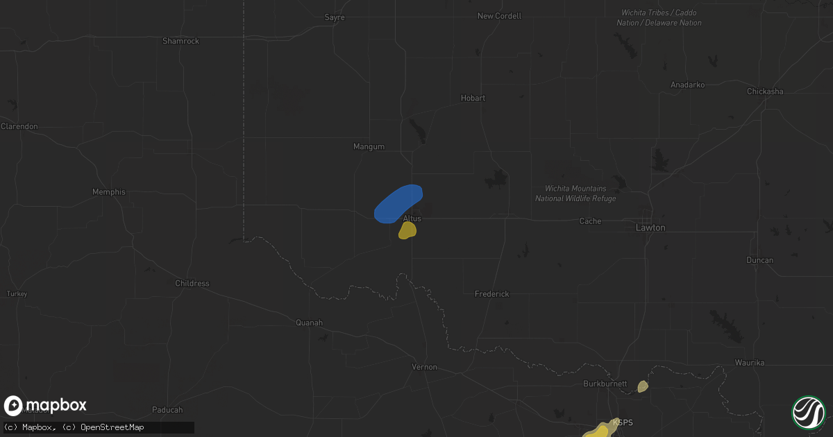 Hail map in Altus, OK on June 2, 2024