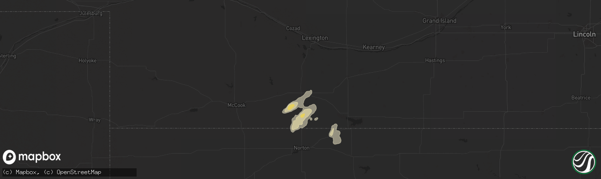 Hail map in Arapahoe, NE on June 2, 2024