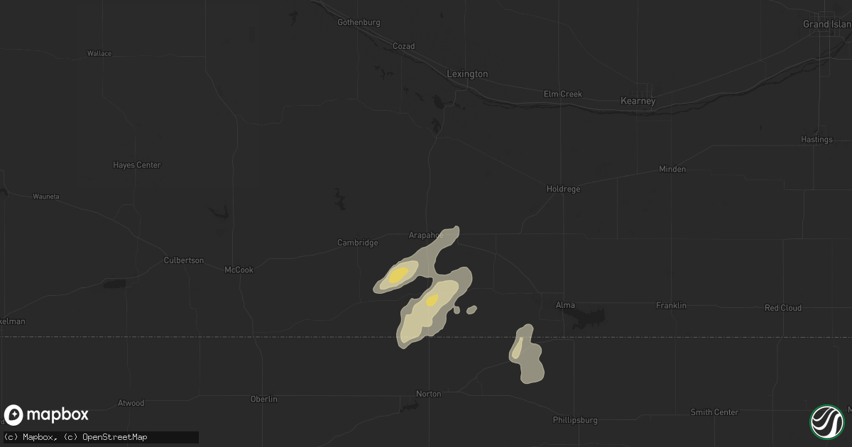 Hail map in Arapahoe, NE on June 2, 2024