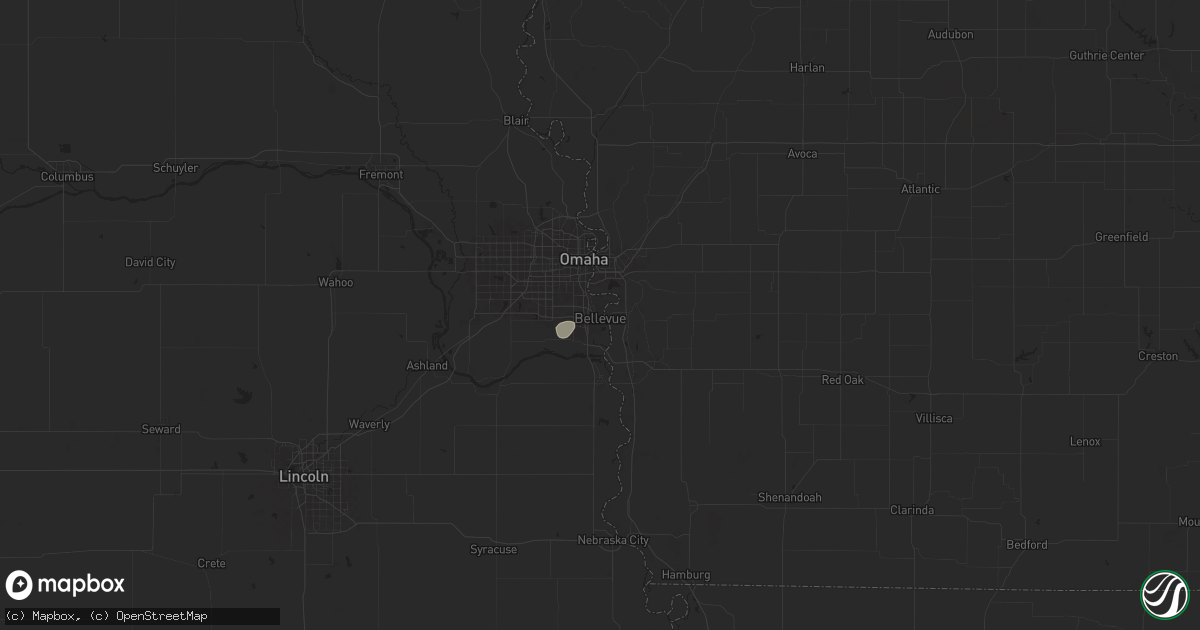 Hail map in Bellevue, NE on June 2, 2024