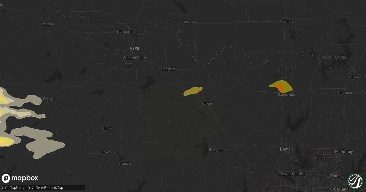 Hail map in Bellevue, TX on June 2, 2024