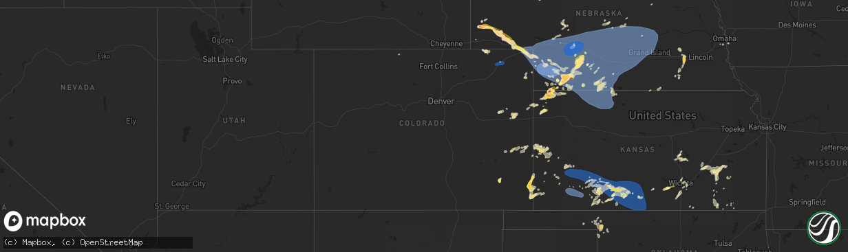 Hail map in Colorado on June 2, 2024