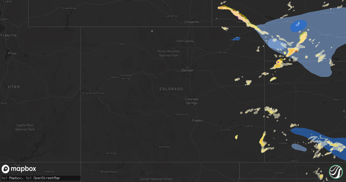 Hail map in Colorado on June 2, 2024
