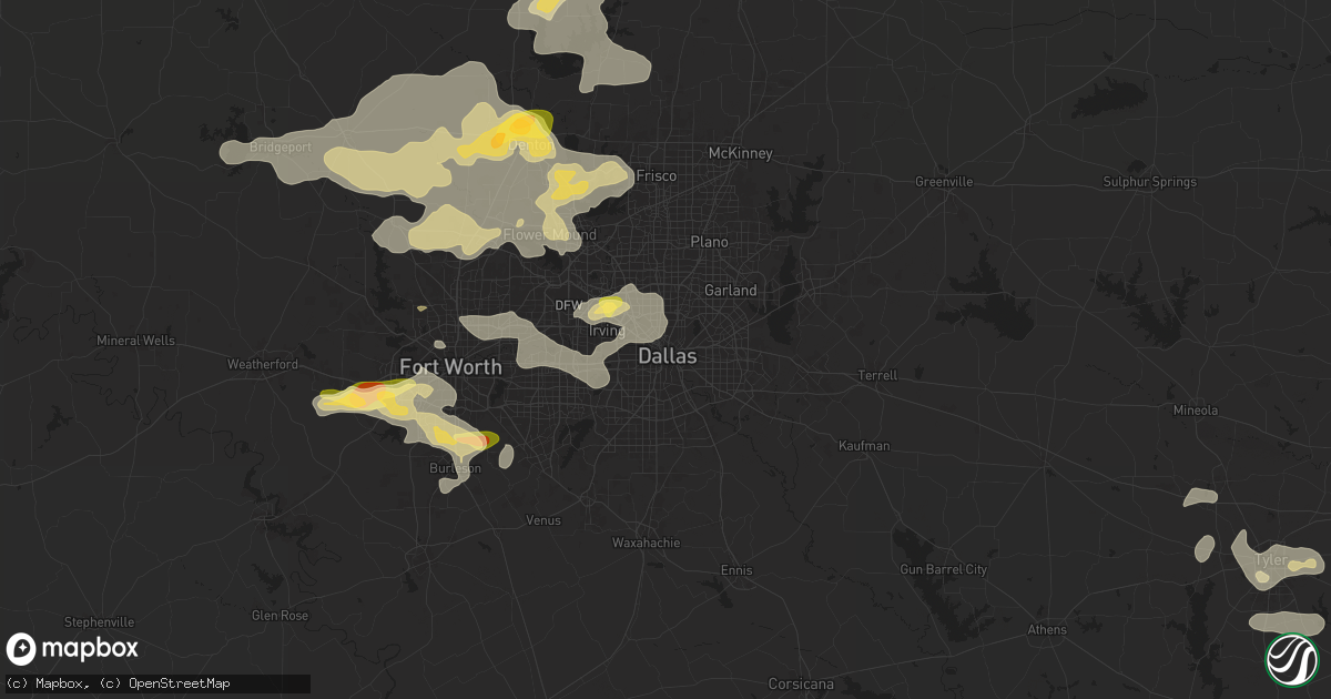 Hail map in Dallas, TX on June 2, 2024